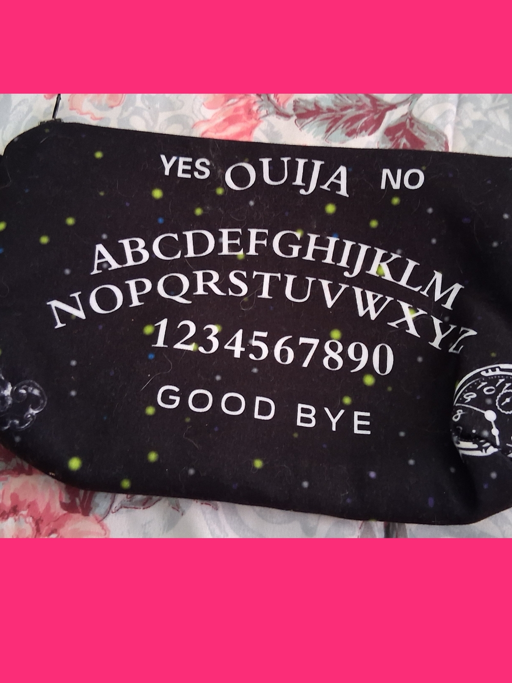 🌺4/$10-Ouija Board Print Zip Cosmetic Bag - Black